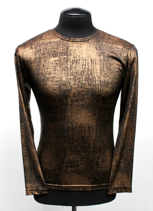 MEN'S LONG SLEEVE TEE - METALLIC BRONZE FABRIC Shrine of Hollywood shirt Men's T-Shirts