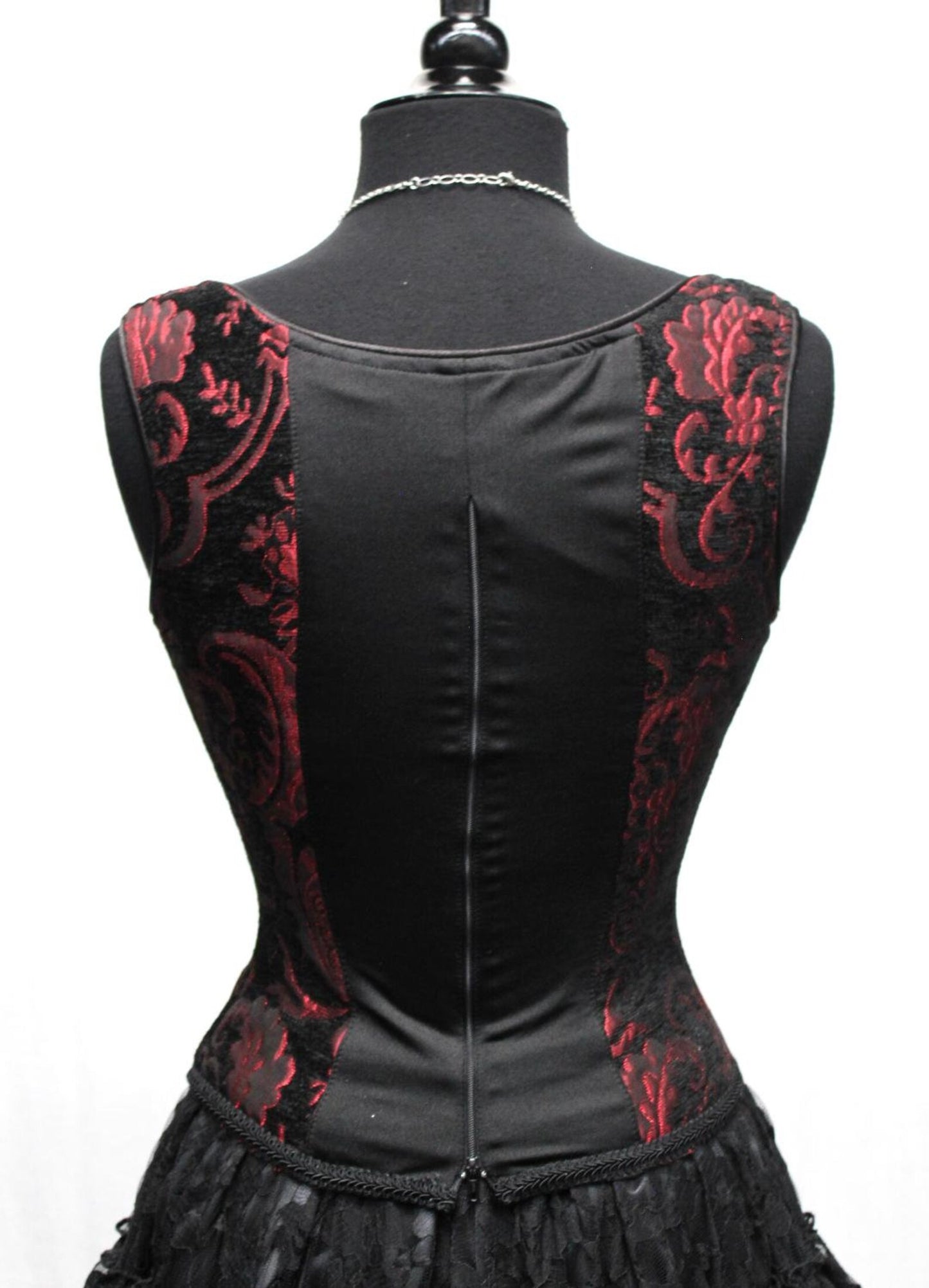 PIN BODICE - RED AND BLACK TAPESTRY Shrine of Hollywood women's corset top corset red steampunk Women's Corsets