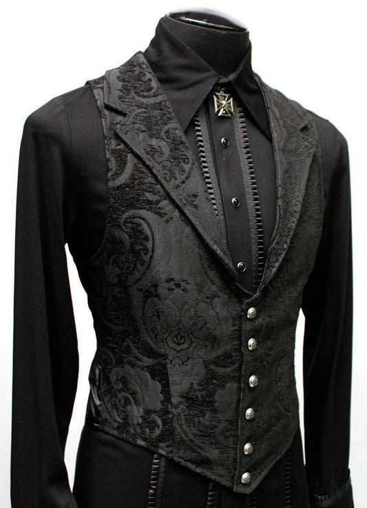 ARISTOCRAT VEST - BLACK TAPESTRY Shrine of Hollywood vest black formal goth gothic Men's Vests steampunk vampire vest victorian