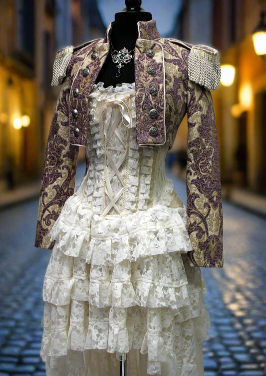 TOREADOR JACKET - PURPLE AND IVORY TAPESTRY Shrine of Hollywood jacket Women's Jackets