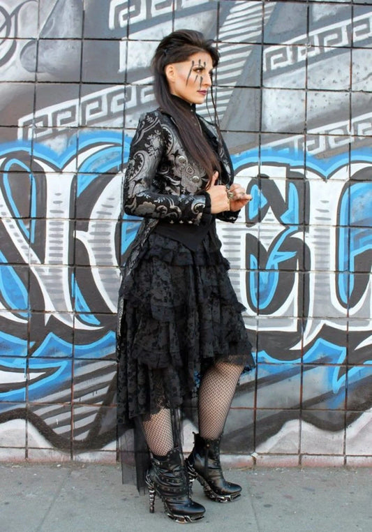 FRENCH CABARET SKIRT - BLACK LACE Shrine of Hollywood Skirt black cabaret dark floor length goth gothic gothic lace Skirts