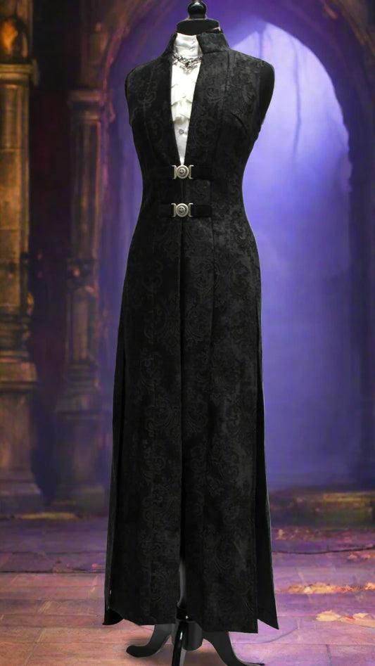 NECROMANTIC COAT/VEST - BLACK VELVET BROCADE Shrine of Hollywood vest vest Women's Coats