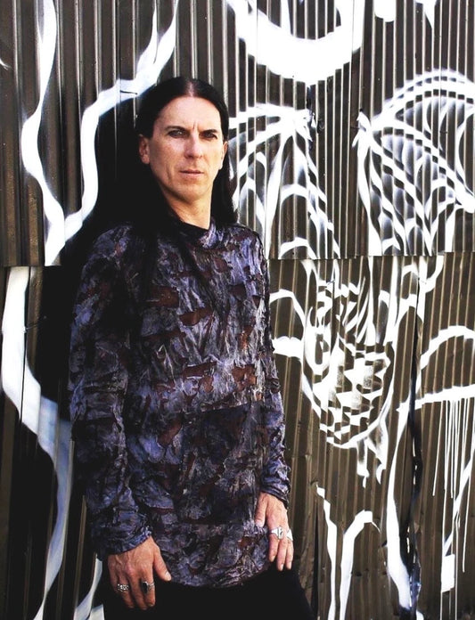 MEN'S LONG SLEEVE HOODIE - GREY ZOMBIE FABRIC Shrine of Hollywood hoodie Men's T-Shirts