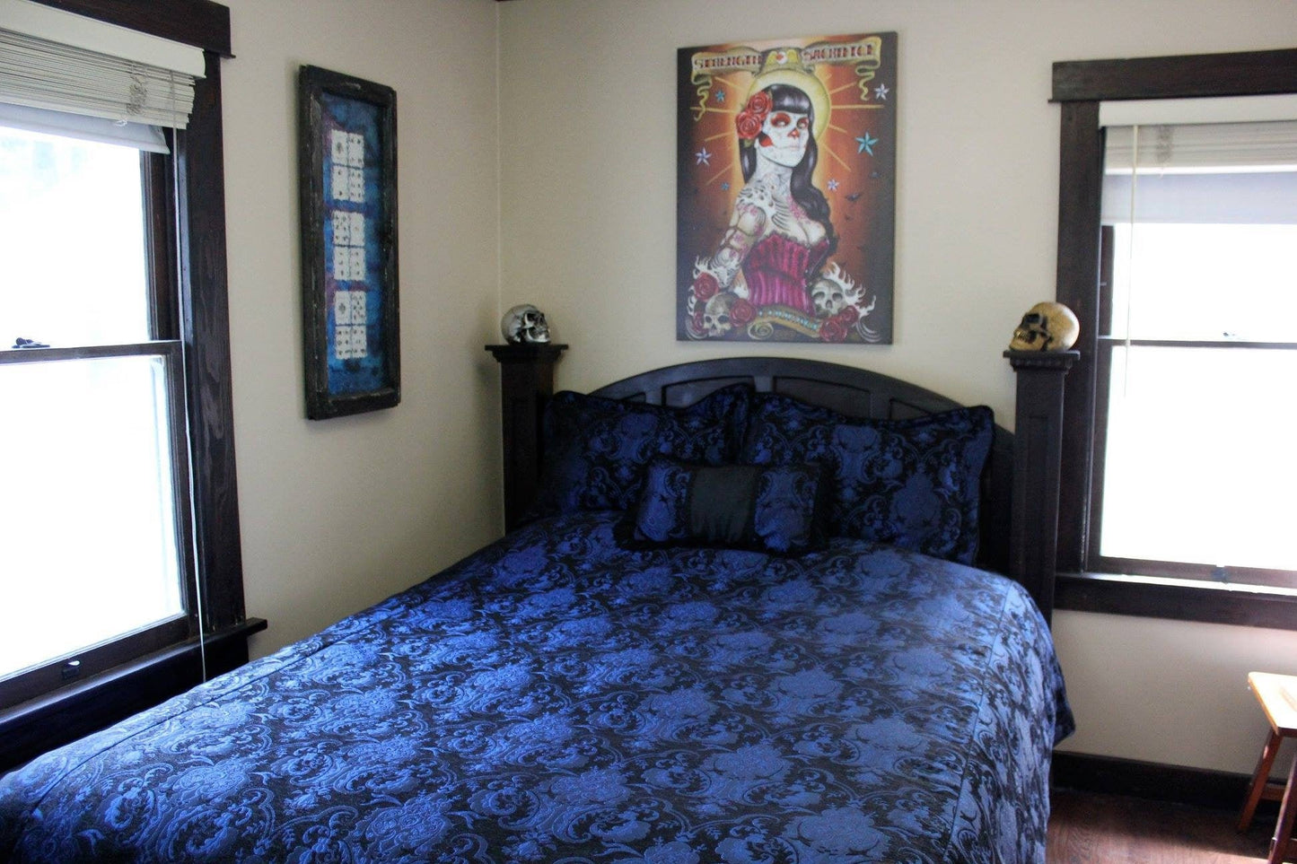 MEDIEVAL TAPESTRY DUVET AND PILLOW SET - BLUE/BLACK - KING SIZE Shrine of Hollywood bedding bed bedding duvet pillow