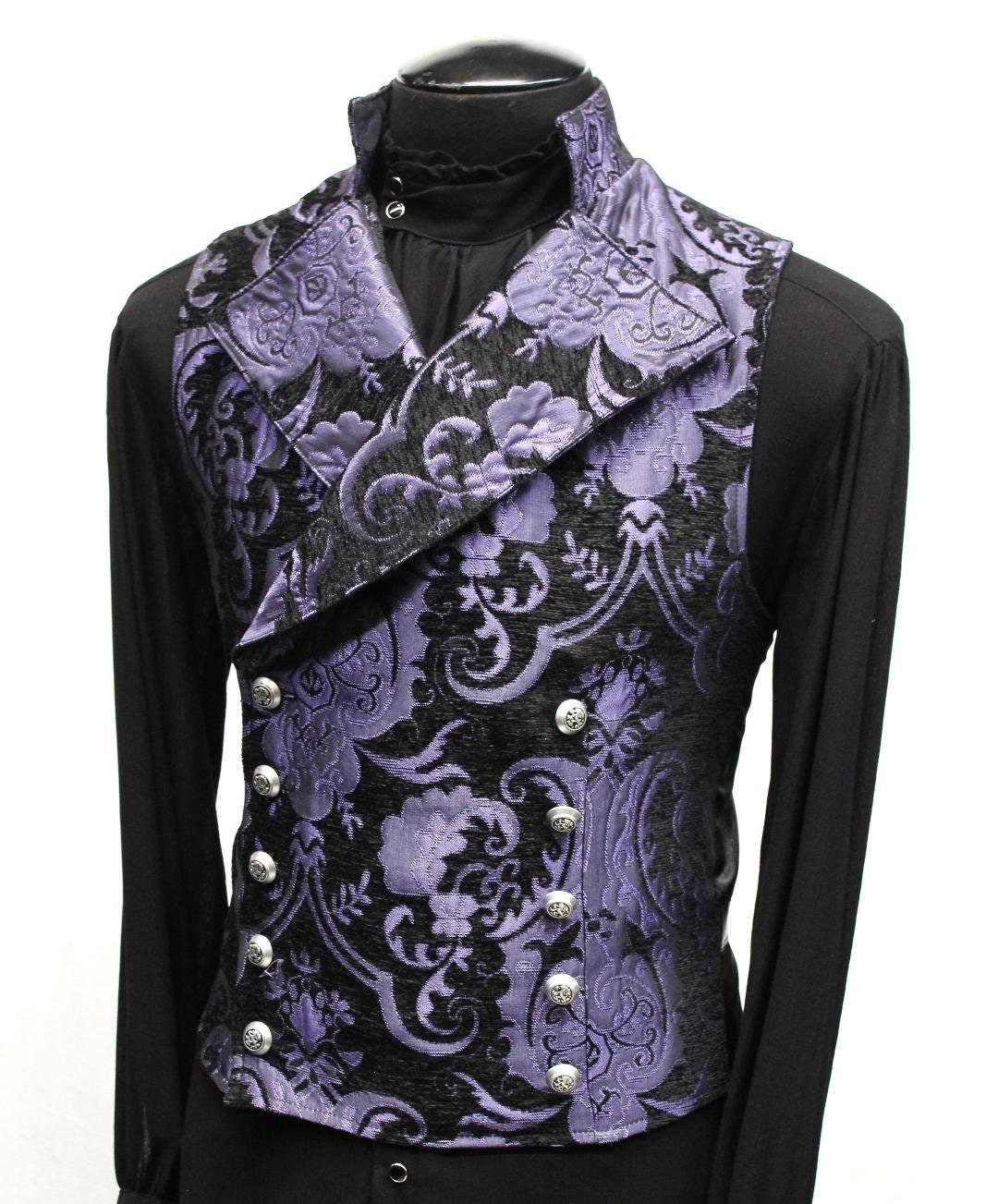 Shrine of Hollywood CAVALIER VEST - Purple/Black Tapestry best seller cavalier formal goth gothic Men's Vests purple steampunk tapestry vest victorian wedding