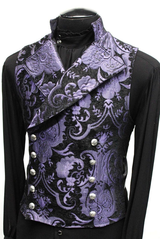 CAVALIER VEST - Purple/Black Tapestry Shrine of Hollywood vest best seller cavalier formal goth gothic Men's Vests purple steampunk tapestry vest victorian wedding