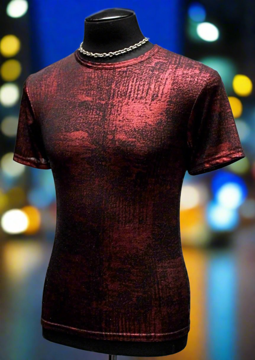 Shrine of Hollywood MEN'S SHORT SLEEVE TEE - METALLIC - RED club cyber Men's T-Shirts metallic red short sleeve T-shirt
