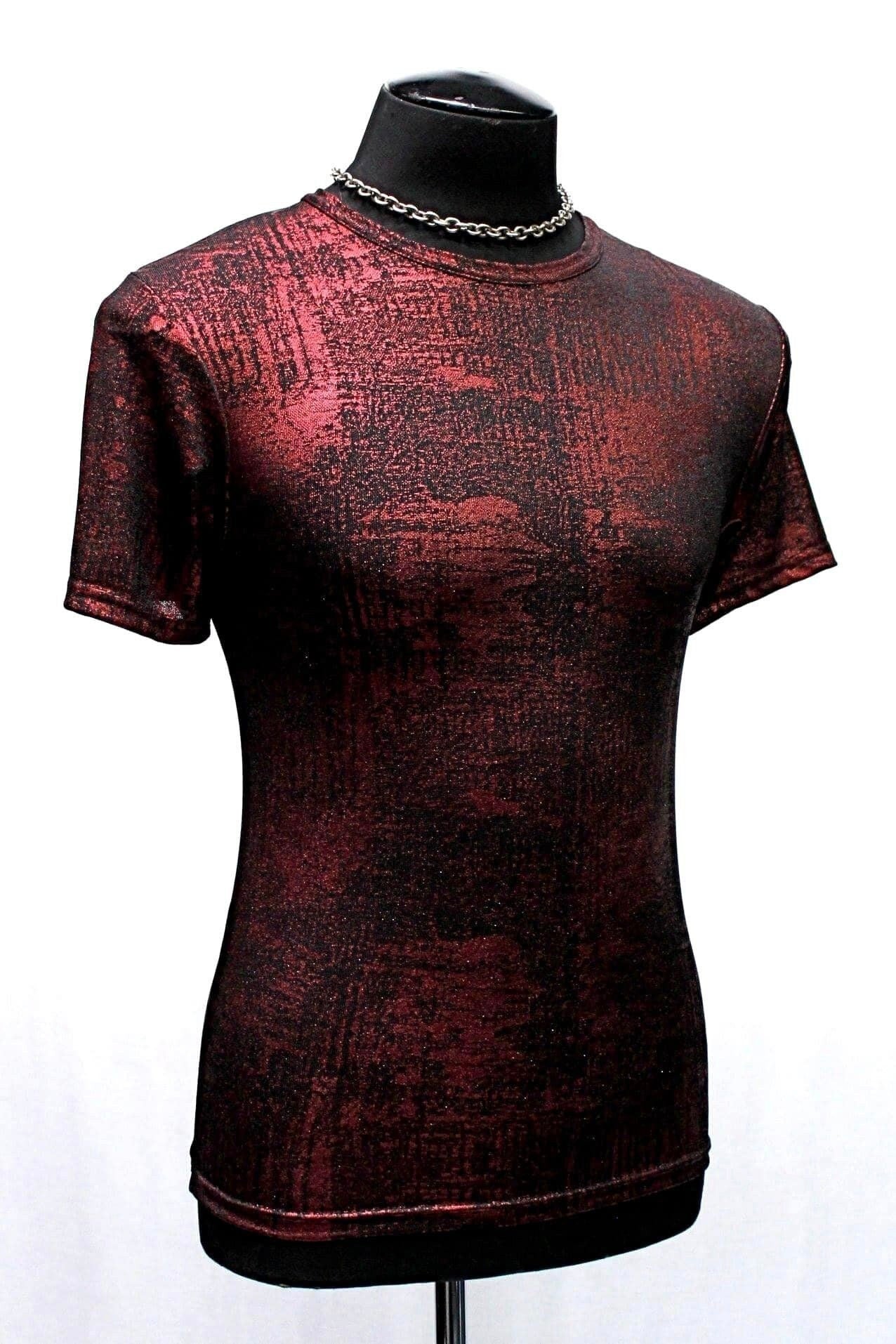 Shrine of Hollywood MEN'S SHORT SLEEVE TEE - METALLIC - RED club cyber Men's T-Shirts metallic red short sleeve T-shirt