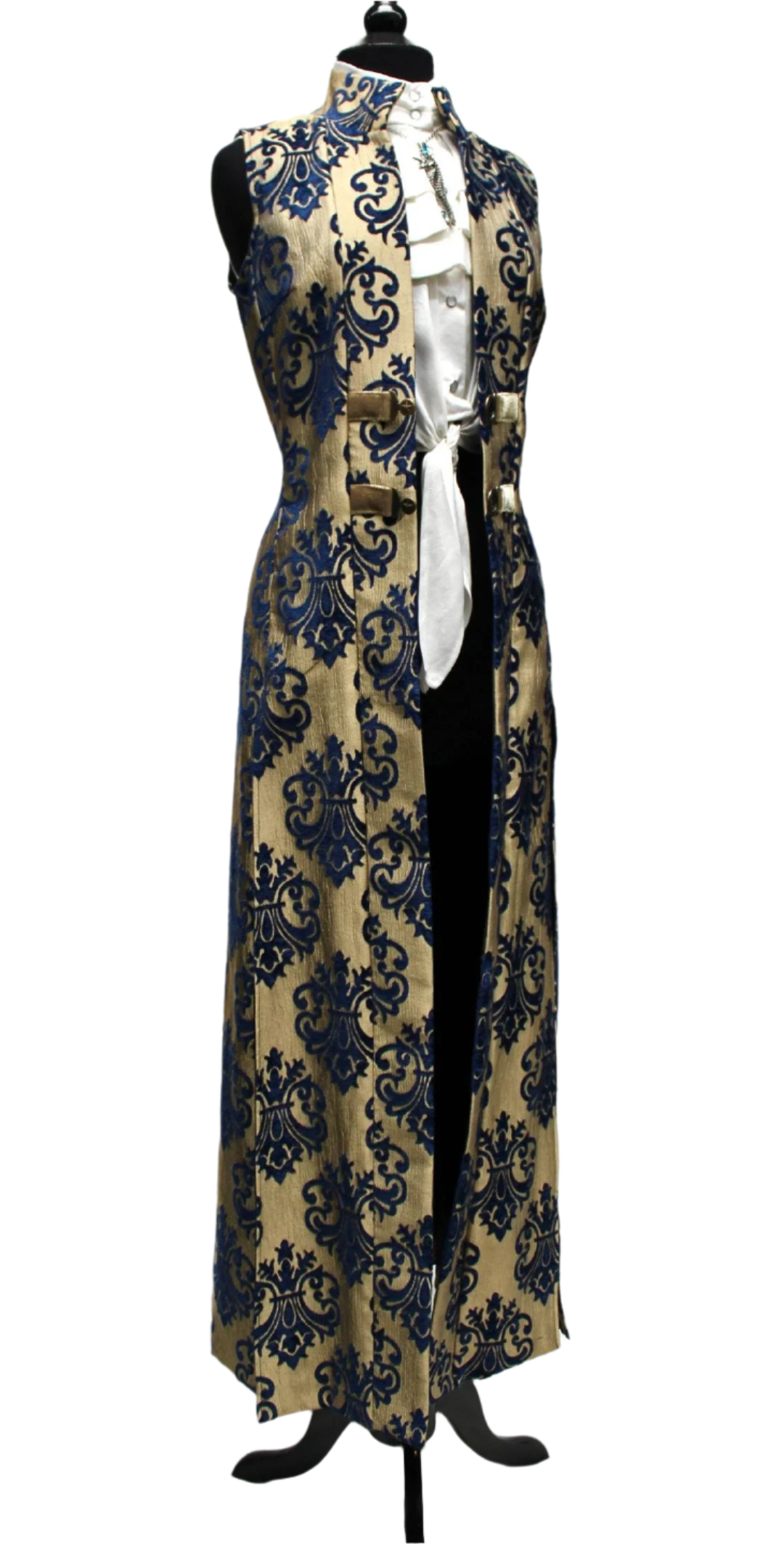 Shrine of Hollywood NECROMANTIC COAT/VEST - GOLD with BLUE VELVET BROCADE Women's Coats
