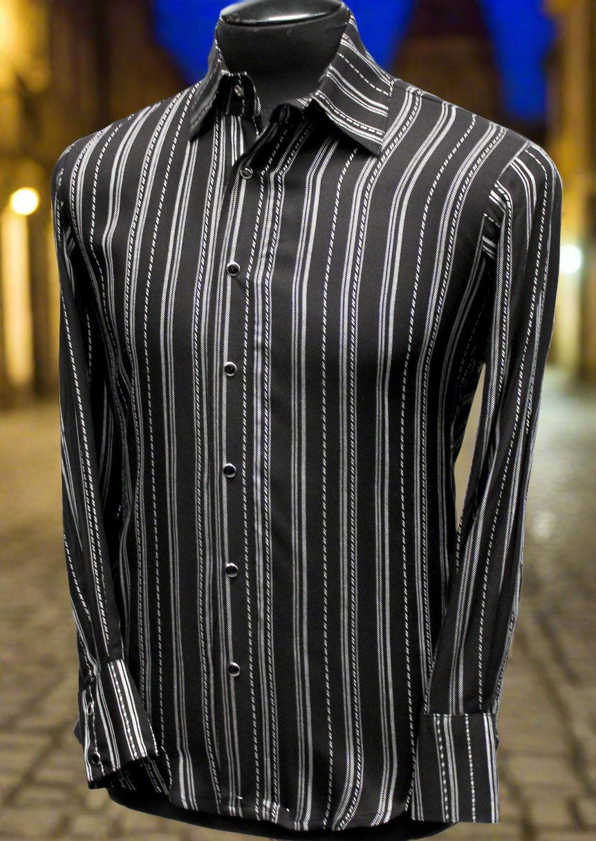 Black striped dress shirt on sale