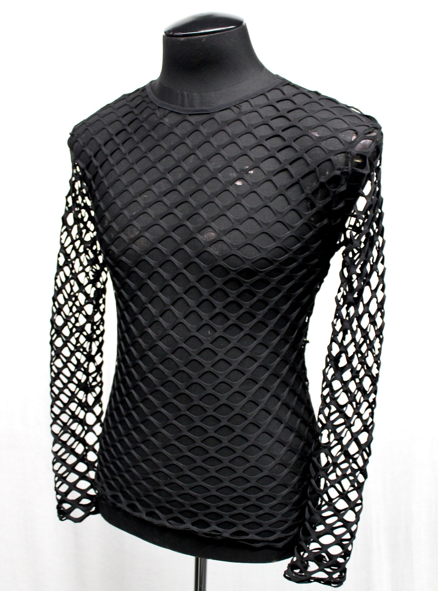 Shrine of Hollywood MEN'S LONG SLEEVE T-SHIRT - BIG HOLE FISHNET black club cyber fishnet goth holes long sleeve Men's T-Shirts net new rave sale shirt steampunk wasteland