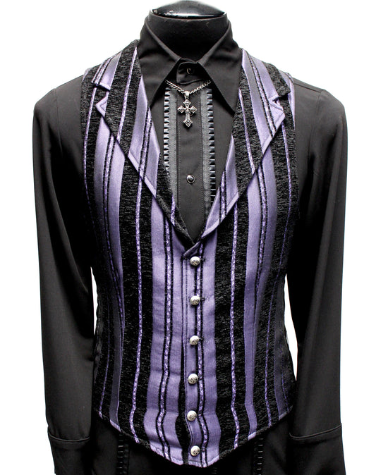 ARISTOCRAT VEST - Purple Stripe Tapestry Shrine of Hollywood vest formal Men's Vests purple steampunk stripe tapestry vest wedding