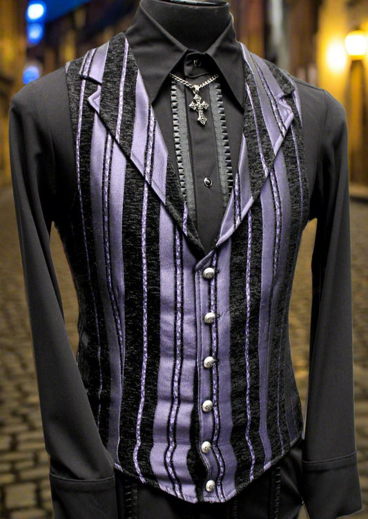 ARISTOCRAT VEST - Purple Stripe Tapestry Shrine of Hollywood vest formal Men's Vests purple steampunk stripe tapestry vest wedding