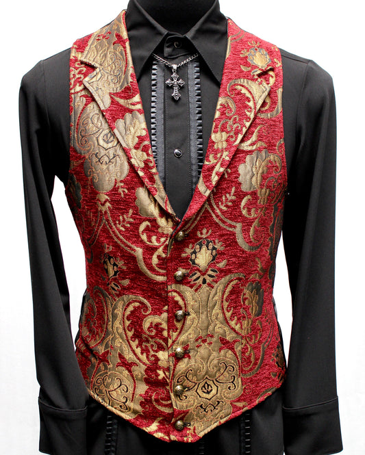 ARISTOCRAT VEST - GOLD/RED TAPESTRY Shrine of Hollywood vest formal gold Men's Vests red steampunk tapestry victorian wedding