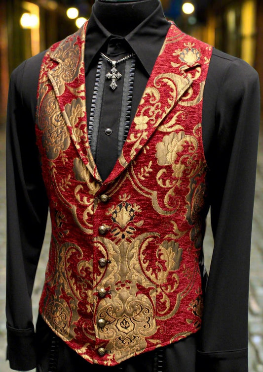 ARISTOCRAT VEST - GOLD/RED TAPESTRY Shrine of Hollywood vest formal gold Men's Vests red steampunk tapestry victorian wedding