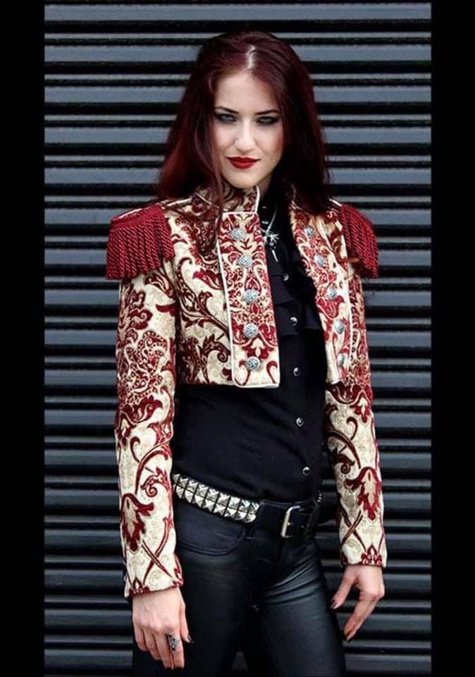 TOREADOR JACKET - BURGUNDY AND IVORY TAPESTRY Shrine of Hollywood jacket jacket Women's Jackets