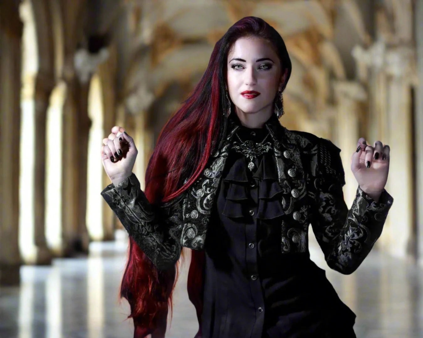 TOREADOR JACKET - BLACK AND SILVER TAPESTRY Shrine of Hollywood jacket jacket Women's Jackets