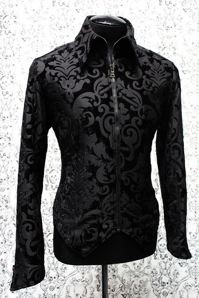 VILLAIN JACKET - BLACK VELVET PRINT Shrine of Hollywood coat Men's Jackets