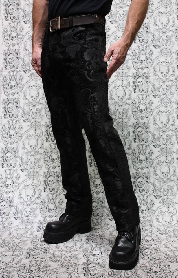TAPESTRY PANTS - BLACK Shrine of Hollywood pants Bridgerton pants burning man pants gothic pants masquerade pants Men's Pants Pants pirate pants rocker jeans Rocker Pants vampire pants victorian pants wedding pants