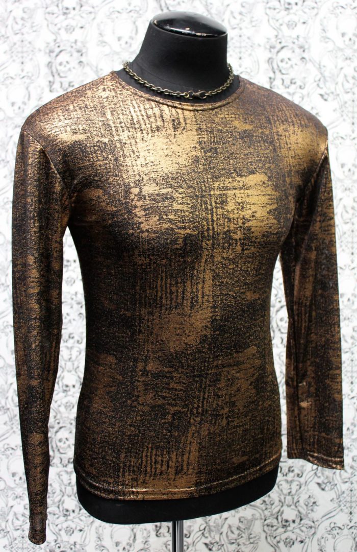 MEN'S LONG SLEEVE TEE - METALLIC BRONZE FABRIC Shrine of Hollywood shirt Men's T-Shirts