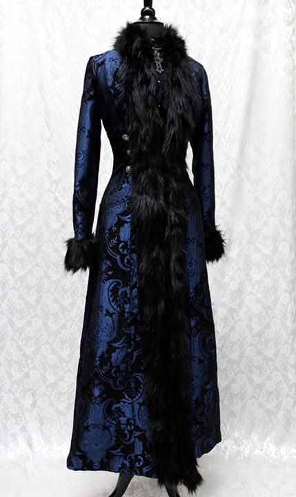 Shrine of Hollywood BLACK FOREST COAT - BLUE/BLACK TAPESTRY Women's Coats