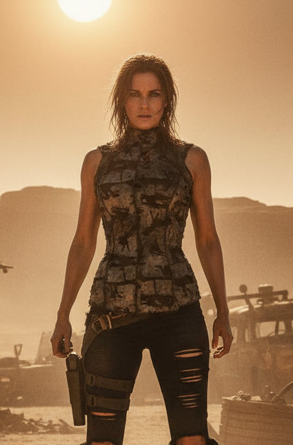 WASTELAND TOP - Grey Zombie Fabric Shrine of Hollywood top Women's T-Shirts Women's Tops