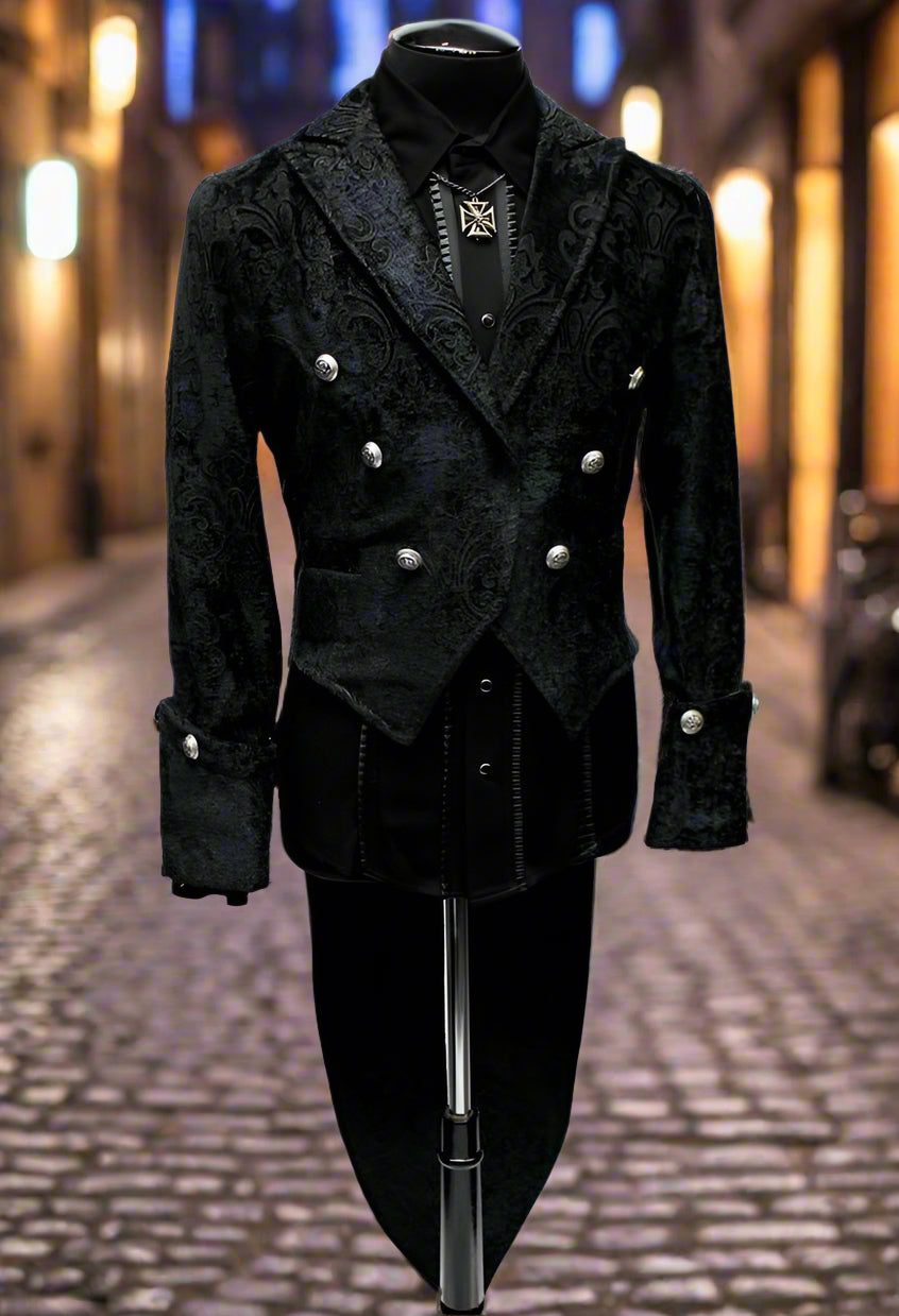 IMPERIAL TAILCOAT - BLACK VELVET BROCADE Shrine of Hollywood coat Men's Coats