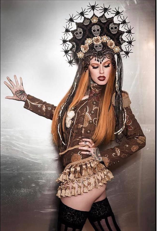 TOREADOR JACKET - GOLD AND BROWN TAPESTRY Shrine of Hollywood Women's Jackets