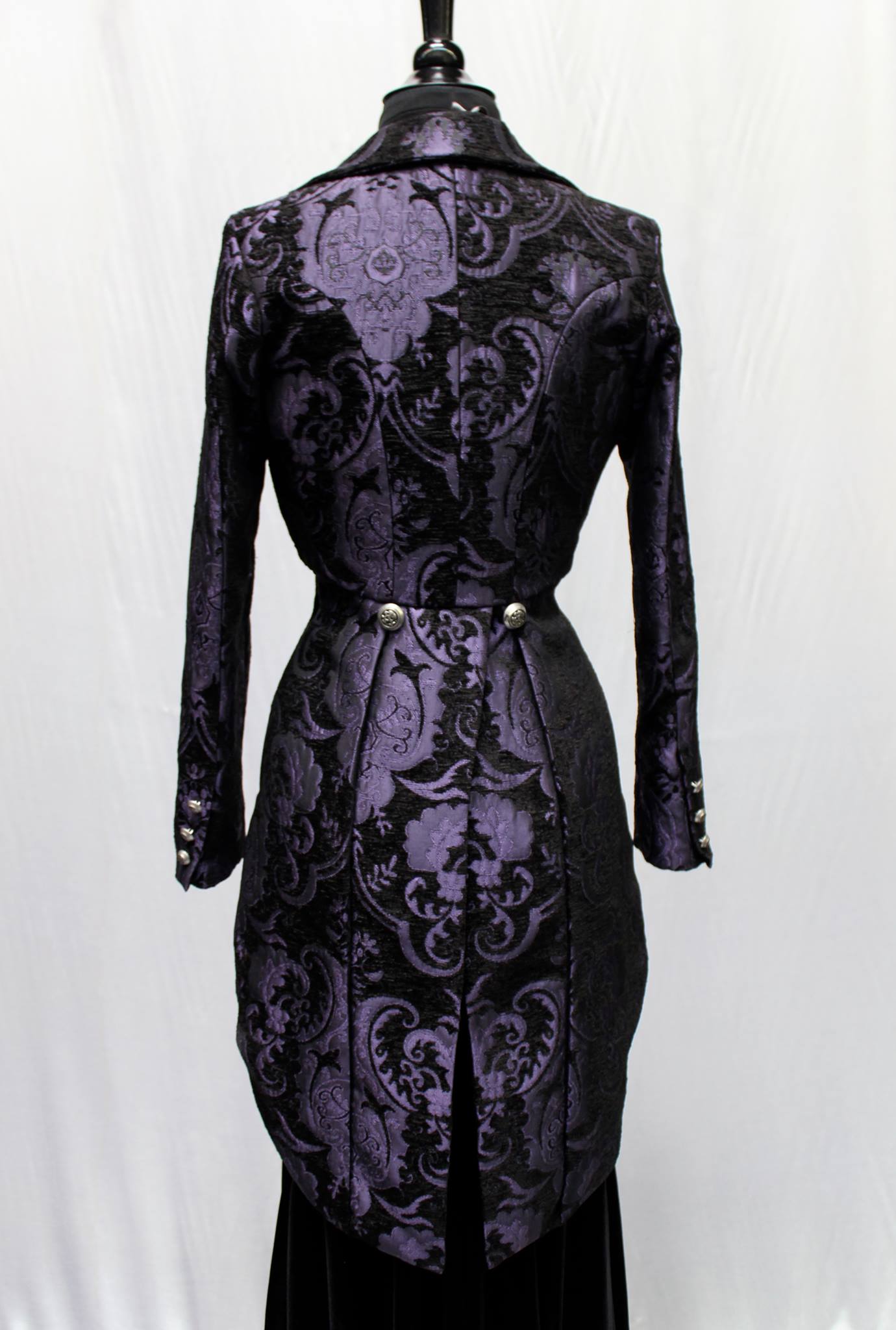 HARLEQUIN TAILCOAT - PURPLE/BLACK TAPESTRY Shrine of Hollywood coat Women's Coats Women's Jackets