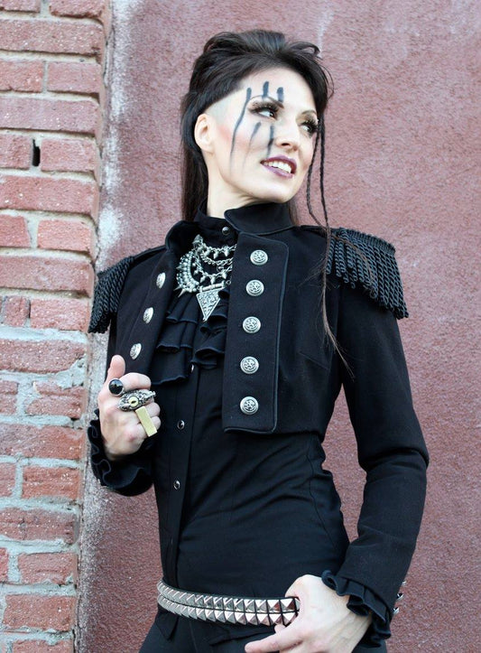 TOREADOR JACKET - BLACK DENIM Shrine of Hollywood jacket jacket toreador Women's Jackets