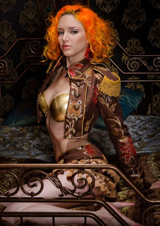 TOREADOR JACKET - GOLD AND BROWN TAPESTRY Shrine of Hollywood Women's Jackets