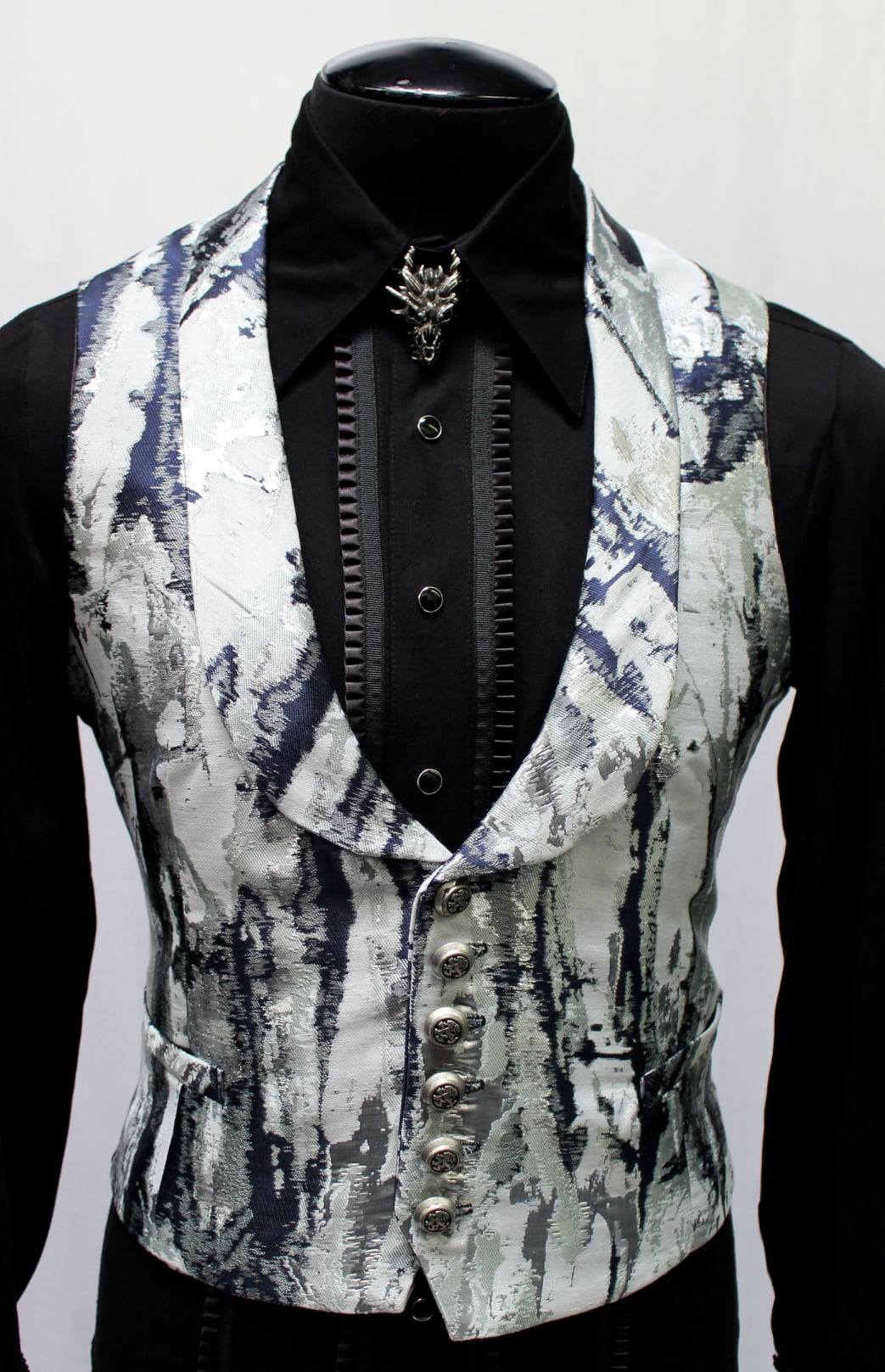 Shrine of Hollywood MONTE CRISTO VEST - ACID GRANITE - BLUE/SILVER Men's Vests