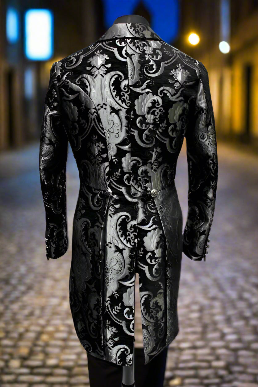 VICTORIAN TAILCOAT - SILVER/BLACK TAPESTRY Shrine of Hollywood coat Men's Coats
