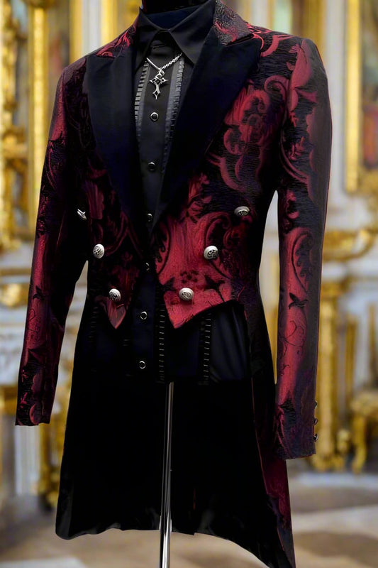 VICTORIAN TAILCOAT - RED/BLACK TAPESTRY Shrine of Hollywood coat Men's Coats