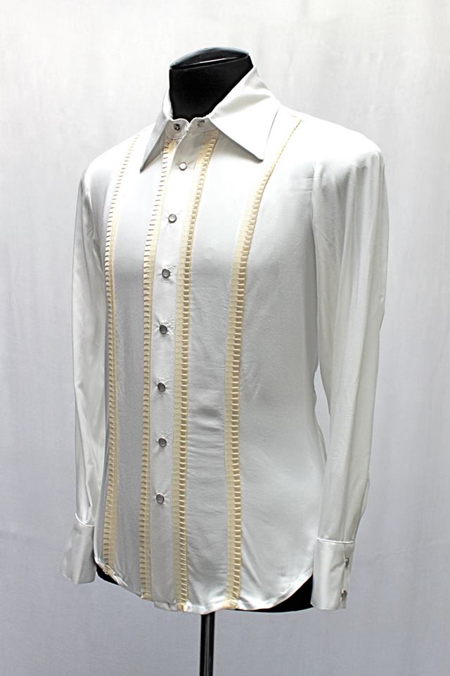 TUX SHIRT IVORY W/ IVORY TRIM Shrine of Hollywood shirt button up dress shirt formal Men's Shirts shirt tux wedding