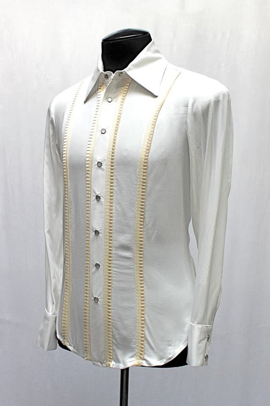 TUX SHIRT IVORY W/ IVORY TRIM Shrine of Hollywood shirt button up dress shirt formal Men's Shirts shirt tux wedding