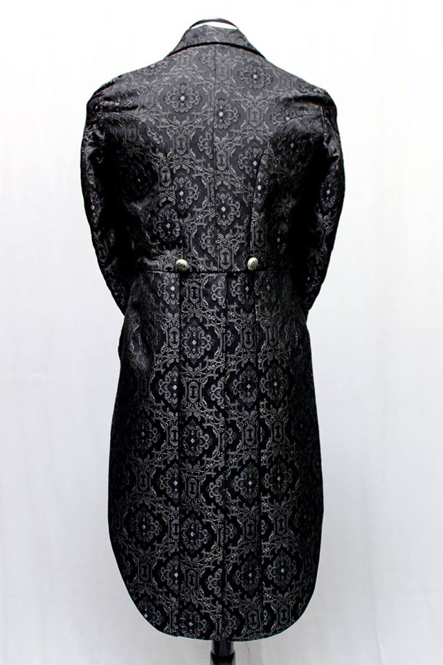 Shrine of Hollywood MONTE CRISTO TAILCOAT - BLACK EDWARDIAN BROCADE Men's Coats