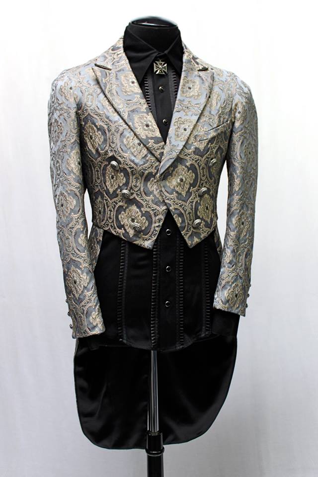 Shrine of Hollywood MONTE CRISTO TAILCOAT - BLUE BROCADE Men's Coats