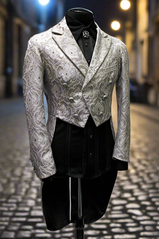 MONTE CRISTO TAILCOAT - SILVER BROCADE Shrine of Hollywood coat Men's Coats