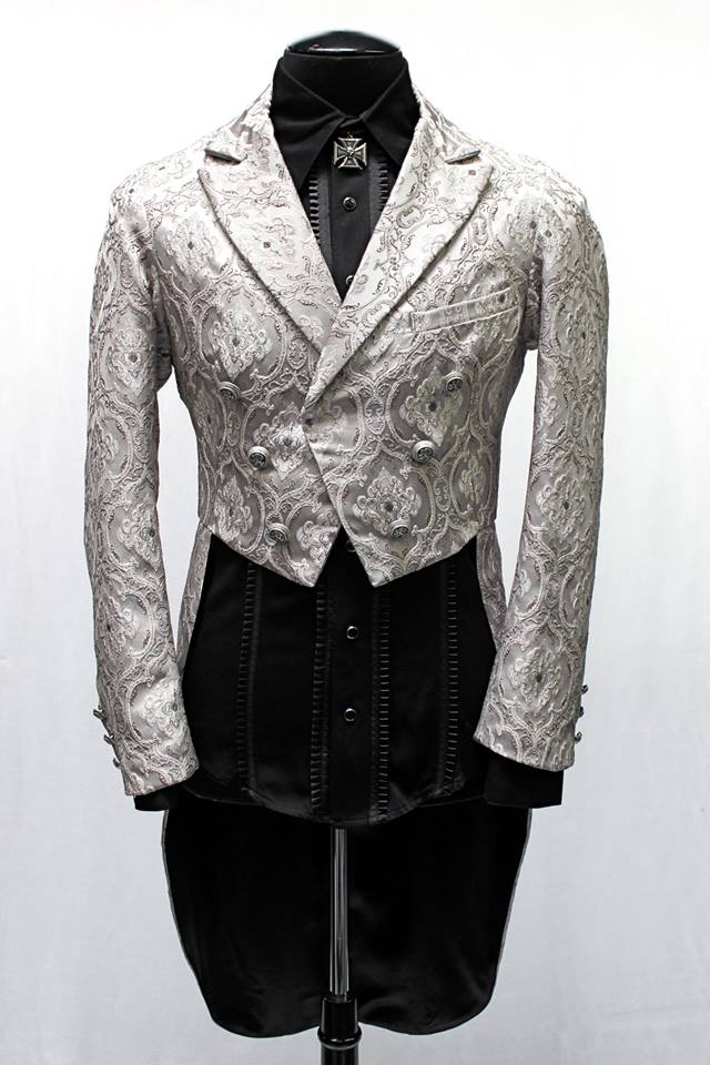 Shrine of Hollywood MONTE CRISTO TAILCOAT - SILVER BROCADE Men's Coats