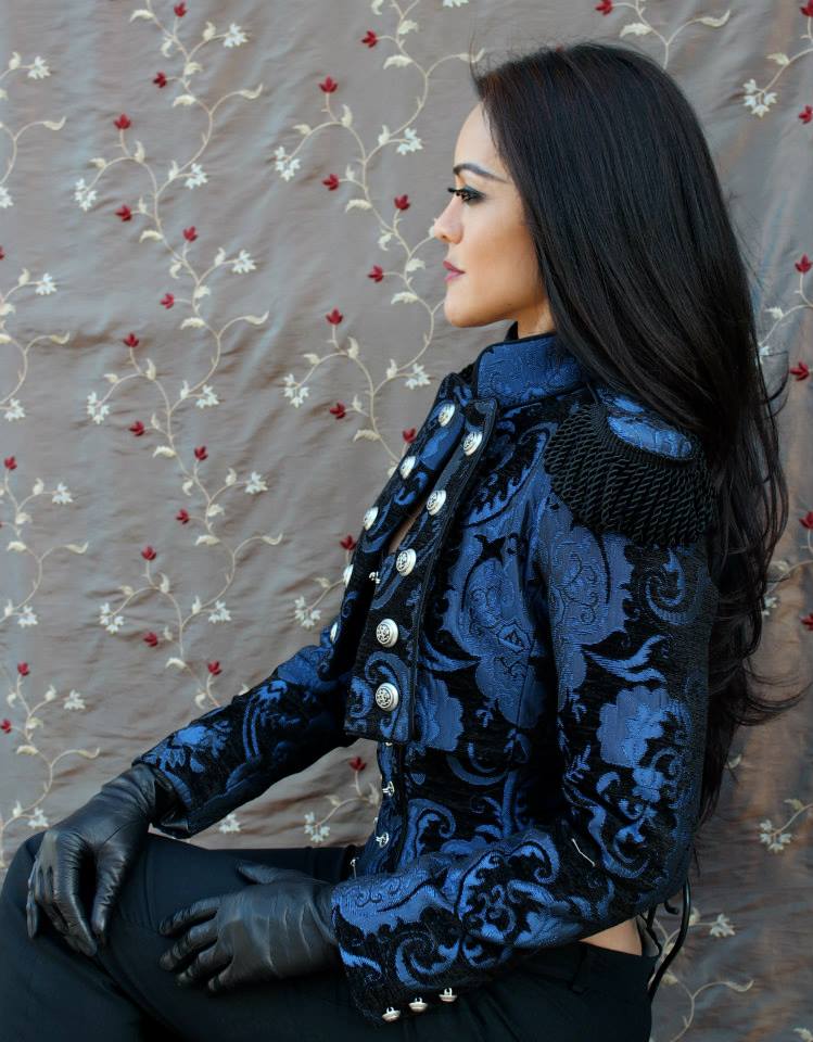 TOREADOR JACKET - BLACK AND BLUE TAPESTRY Shrine of Hollywood jacket blue jacket Women's Jackets