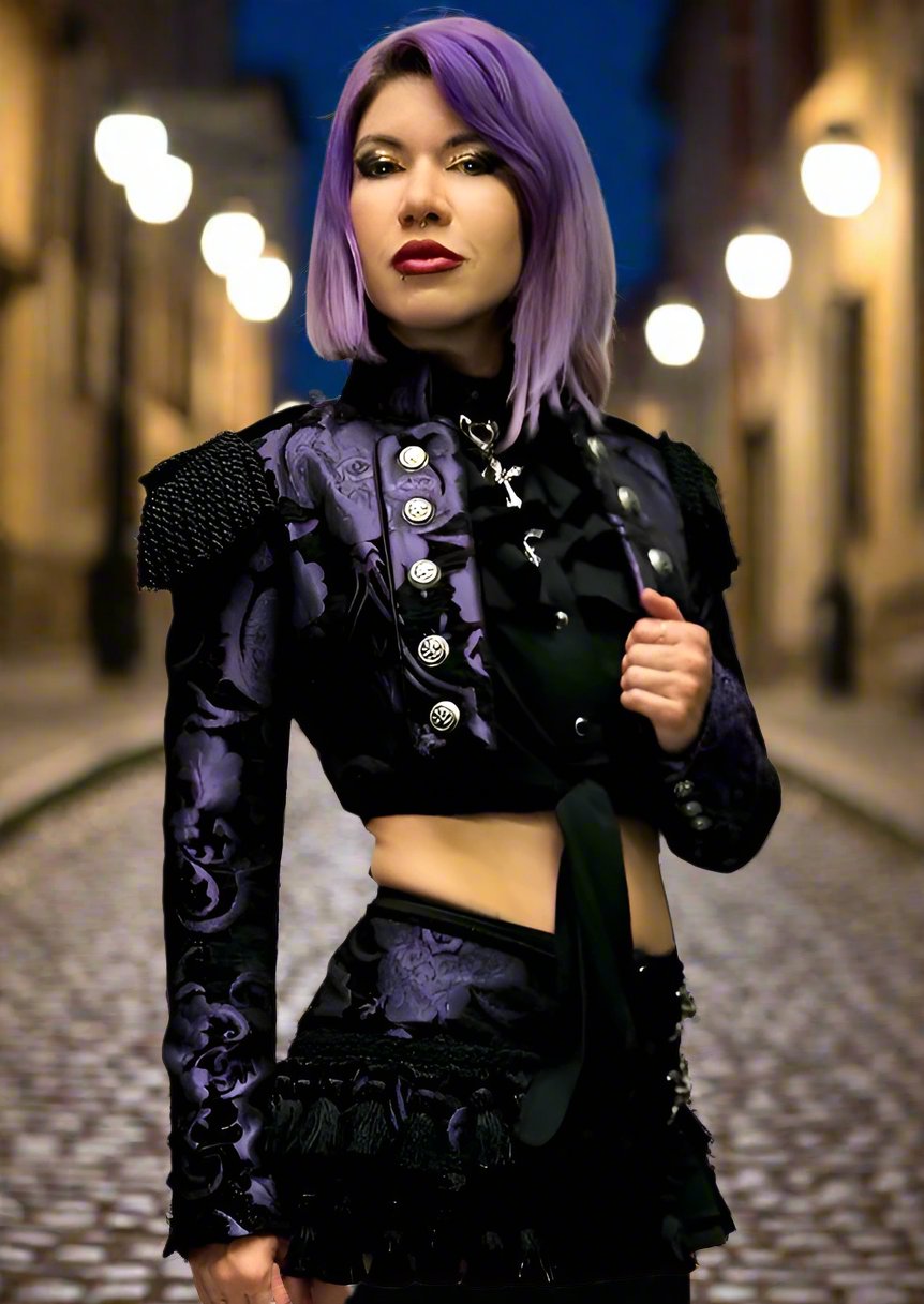 TOREADOR JACKET - PURPLE AND BLACK TAPESTRY Shrine of Hollywood jacket bolero bullfighter purple tapestry toreador Women's Jackets