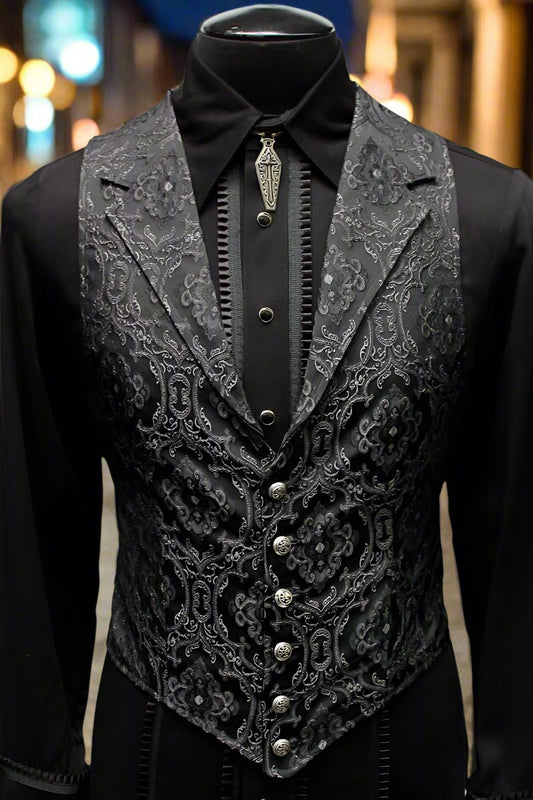 ARISTOCRAT VEST - EDWARDIAN BROCADE - Black Shrine of Hollywood vest black brocade edwardian goth gothic Men's Vests steampunk vampire vest victorian wedding