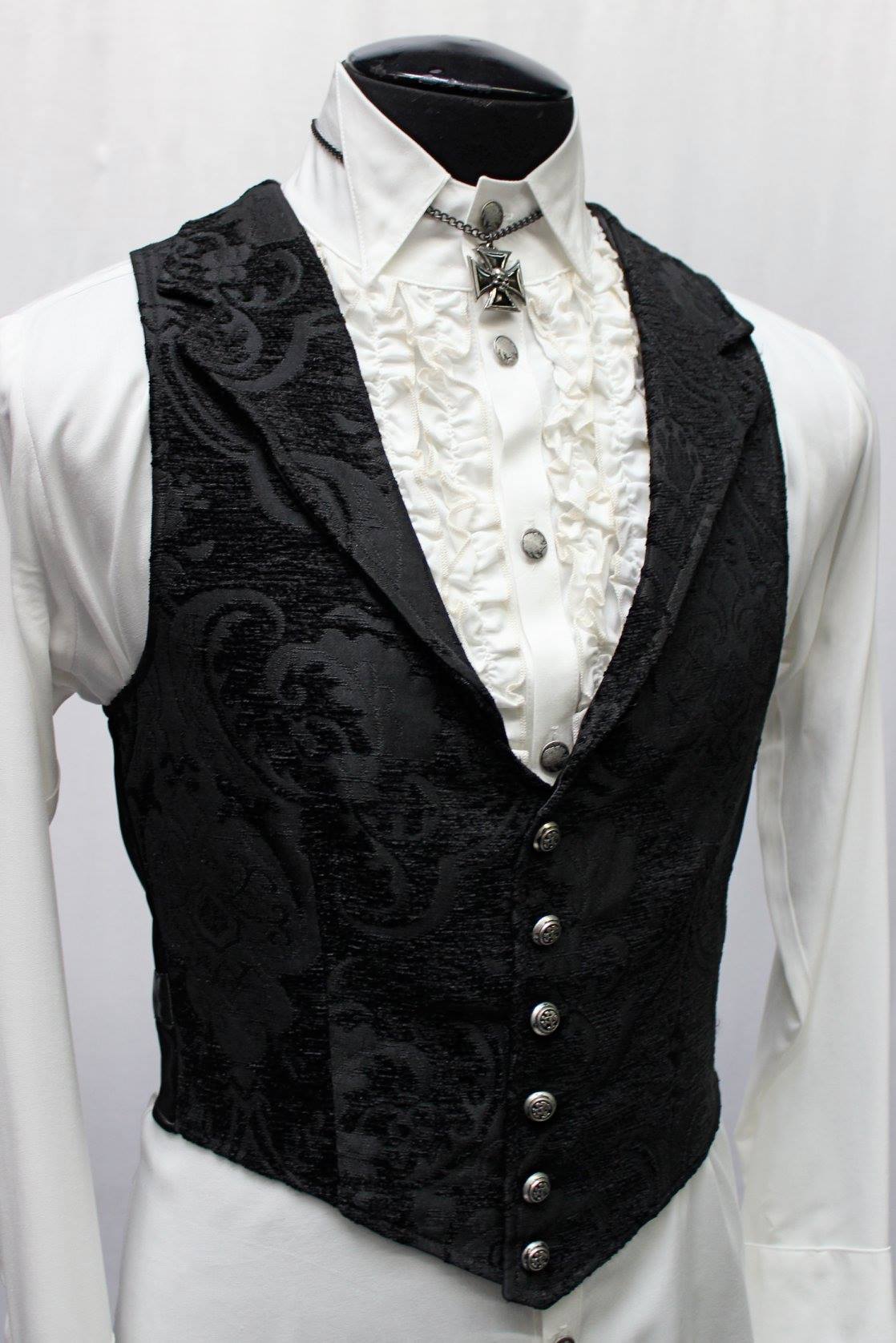 ARISTOCRAT VEST - BLACK TAPESTRY Shrine of Hollywood vest black formal goth gothic Men's Vests steampunk vampire vest victorian