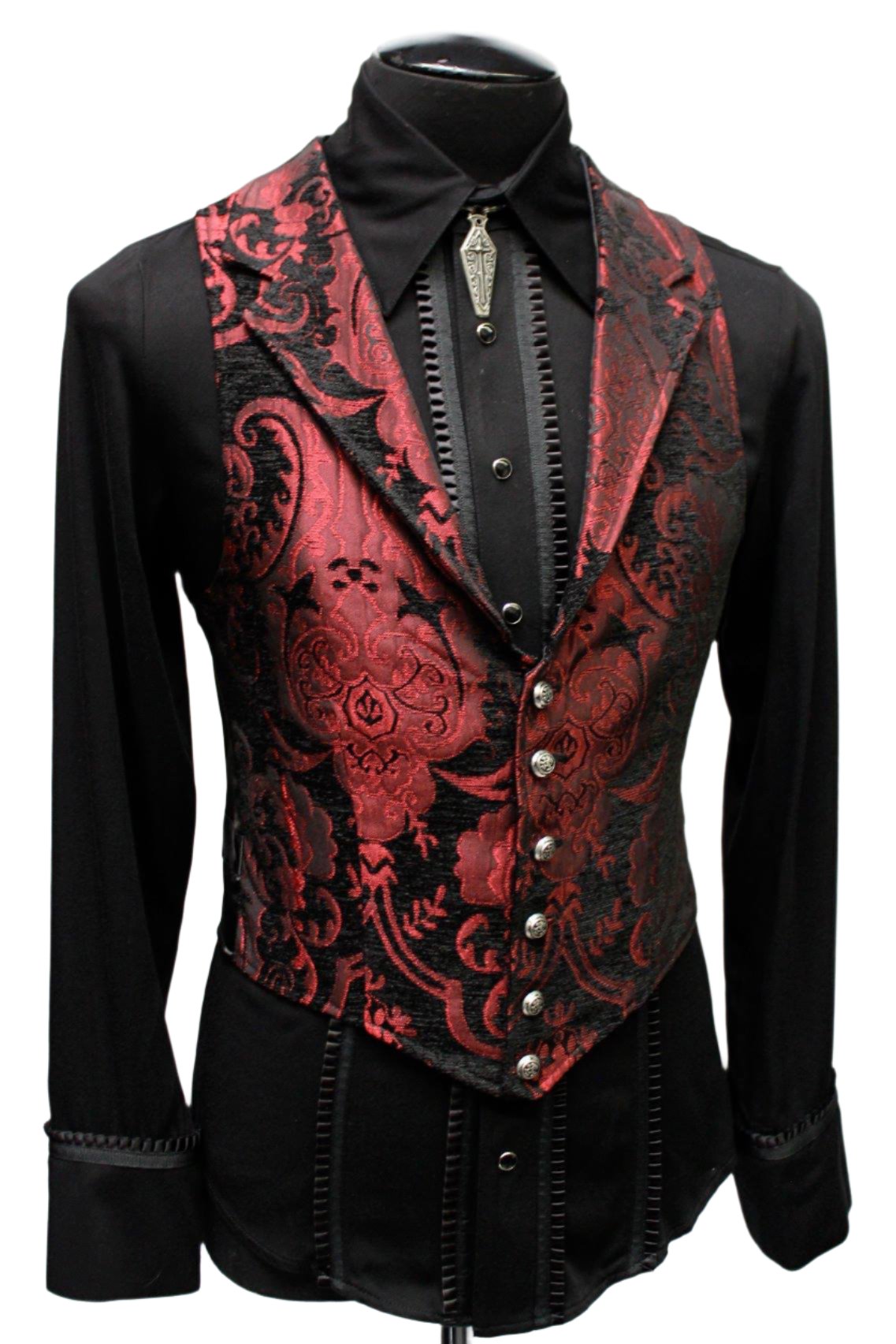 ARISTOCRAT VEST - RED/BLACK TAPESTRY Shrine of Hollywood vest aristocrat formal goth gothic Men's Vests red steampunk tapestry vampire vest victorian wedding