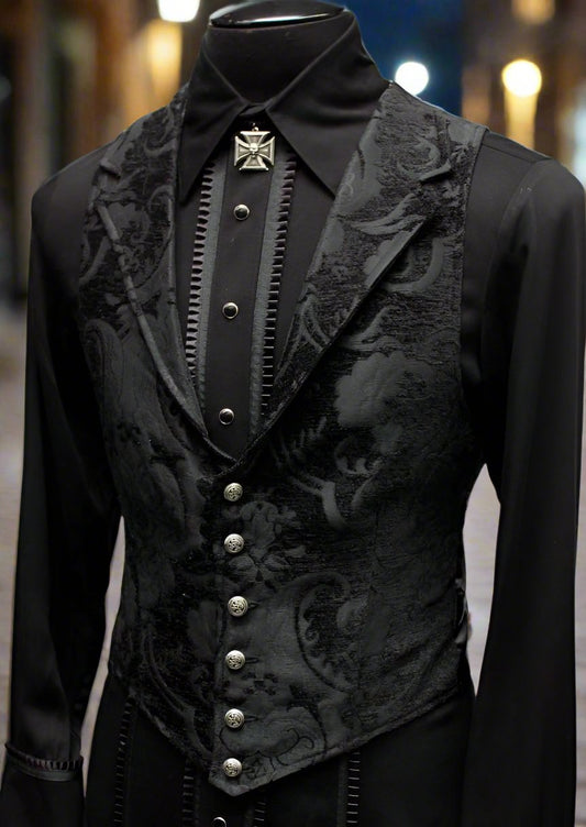 ARISTOCRAT VEST - BLACK TAPESTRY Shrine of Hollywood vest black formal goth gothic Men's Vests steampunk vampire vest victorian