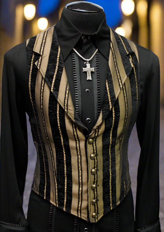 ARISTOCRAT VEST - GOLD/BLACK STRIPE Shrine of Hollywood vest aristocrat gangster gold Men's Vests steampunk stripe vest
