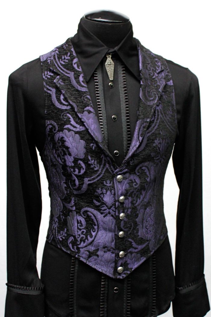 ARISTOCRAT VEST - PURPLE/BLACK TAPESTRY Shrine of Hollywood vest dark goth gothic Men's Vests purple steampunk vest victorian