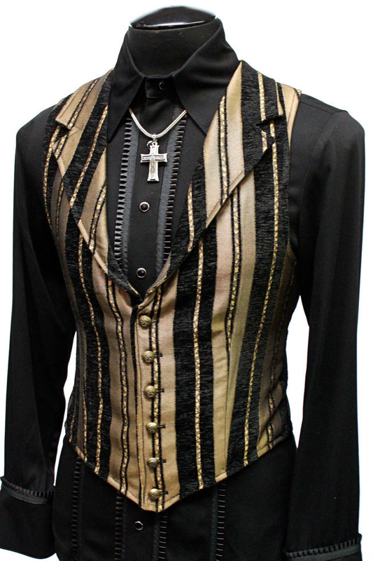 ARISTOCRAT VEST - GOLD/BLACK STRIPE Shrine of Hollywood vest aristocrat gangster gold Men's Vests steampunk stripe vest