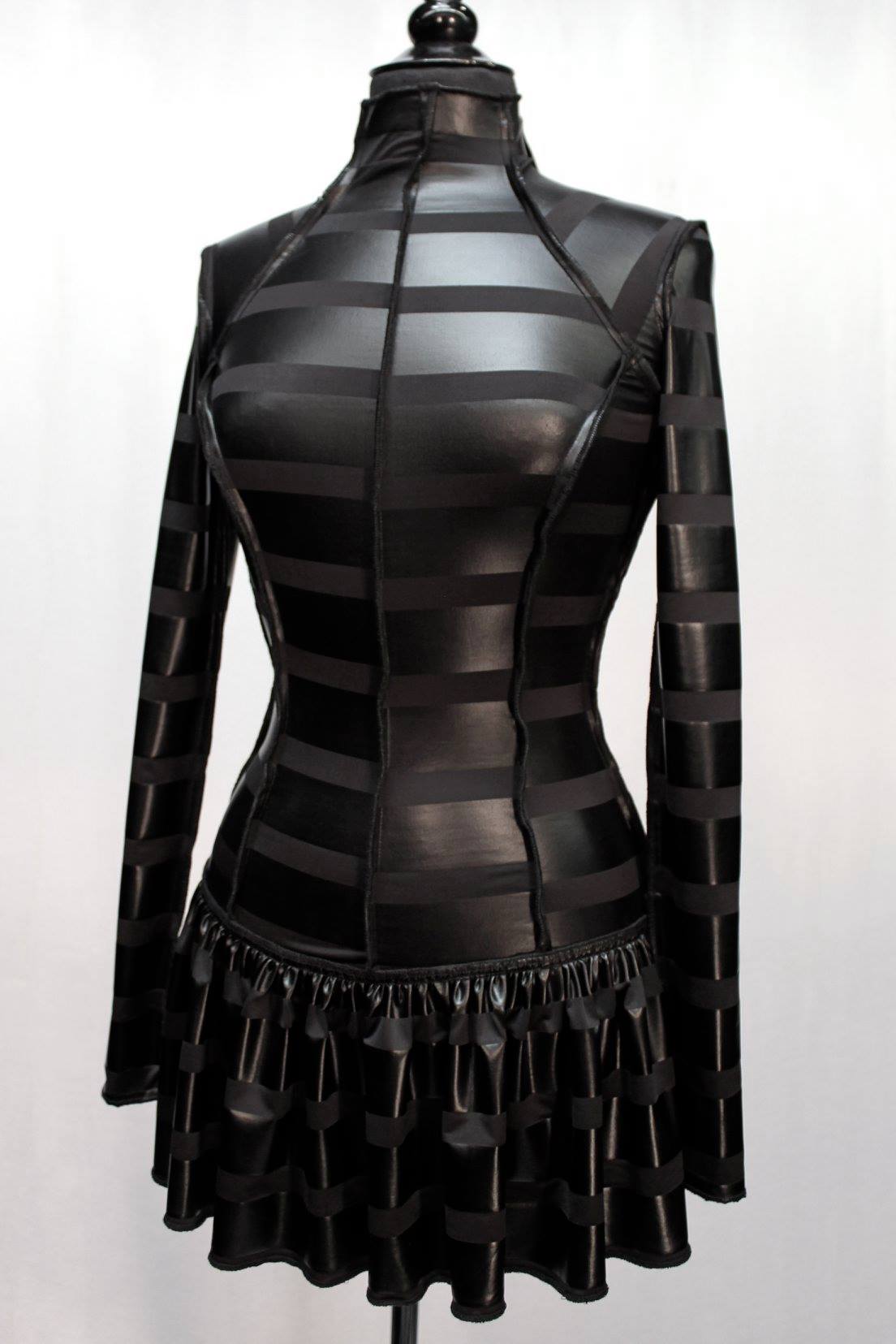 FUTURE SHOCK DRESS - VINYL STRIPE FABRIC Shrine of Hollywood dress Dresses